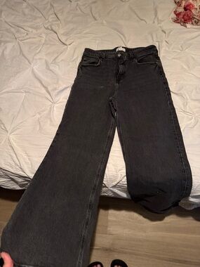 H&M Black Wide-Leg High-Rise Jeans